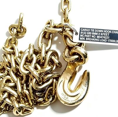Heavy Duty G80 Binder Chain Galvanized Tie Down Chain Customzied With Bent Eye Hooks