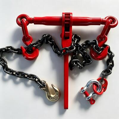 Ratchet Type Load Binder with G80 Lashing Chain, Cargo Chain Tensioner for Truck Cargo Securing